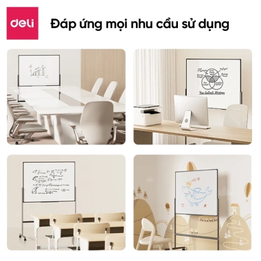 Bảng Từ Trắng 2 Mặt Deli Flipchart Di Động Điều Chỉnh Cao Tiện Dụng Văn Phòng 3