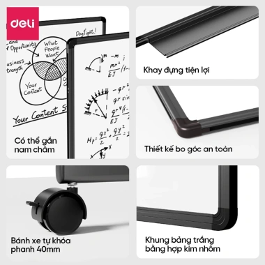 Bảng Từ Trắng 2 Mặt Deli Flipchart Di Động Điều Chỉnh Cao Tiện Dụng Văn Phòng 8