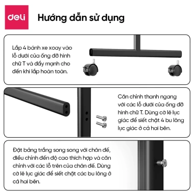 Bảng Từ Trắng 2 Mặt Deli Flipchart Di Động Điều Chỉnh Cao Tiện Dụng Văn Phòng 9