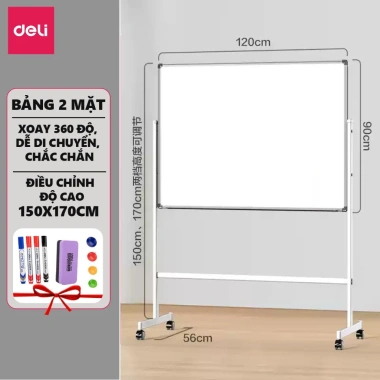 Bảng Từ Trắng 2 Mặt Deli Flipchart Di Động Điều Chỉnh Cao Tiện Dụng Văn Phòng 10