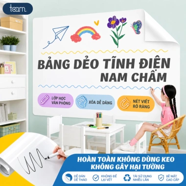 Bảng Từ Trắng Dán Tường Tĩnh Điện Không Keo - Học Tập, Họp Văn Phòng, Giá 30.000đ
