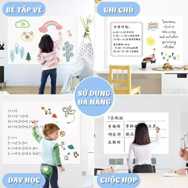 Bảng Từ Trắng Dán Tường Tĩnh Điện Không Keo - Học Tập, Họp Văn Phòng, Giá 30.000đ