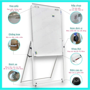 Bảng từ trắng viết bút lông Flipchart gập gọn - kèm A1/A0, bút, bông lau - 950.000 VND 10