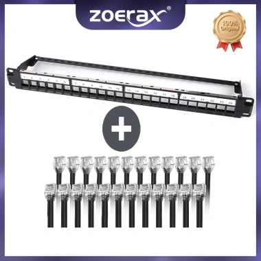 Bảng vá UTP ZoeRax 1U 24 cổng Cat6/5E/5 RJ45 19 inch, nắp sau tháo rời, hỗ trợ 24 cáp mạng chèn - Giá chỉ 272.140₫