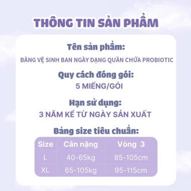 Băng vệ sinh ban ngày dạng quần probiotic Misecr - 5 miếng, không cần cởi quần, giảm còn 42.000 VND 5