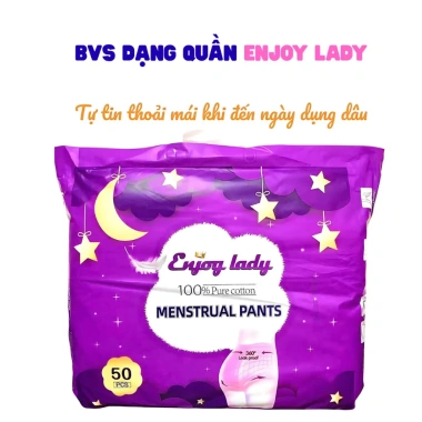 Băng vệ sinh dạng quần Enjoy Queen 50 miếng, bao bì tím, túi riêng, size 30, 90kg - Giá chỉ 195k