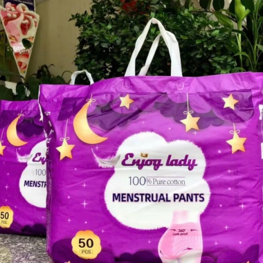 Băng vệ sinh dạng quần Enjoy Queen 50 miếng, bao bì tím, túi riêng, size 30, 90kg - Giá chỉ 195k