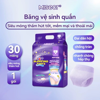 Băng vệ sinh dạng quần Misecr siêu mỏng 30 miếng, thấm hút tốt, thoải mái, giá 135.000₫ Băng vệ sinh dạng quần Misecr siêu mỏng 30 miếng, thấm hút tốt, thoải mái, giá 135.000₫