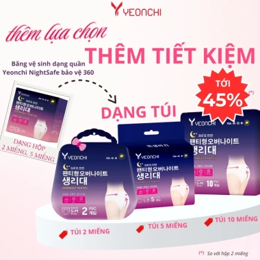 Băng vệ sinh dạng quần Yeonchi 360 độ bảo vệ suốt đêm không lo tràn 130.000₫ 2 Băng vệ sinh dạng quần Yeonchi 360 độ bảo vệ suốt đêm không lo tràn 130.000₫ 2