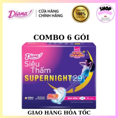 Băng vệ sinh Diana Ban Đêm 29cm 6 gói - Siêu thấm, bảo vệ suốt đêm - 110.000đ