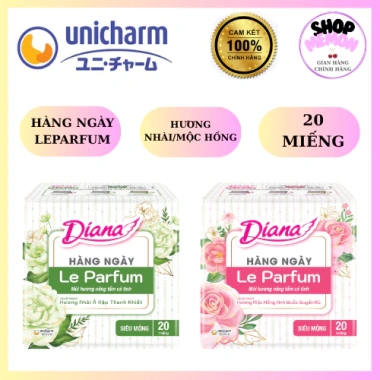 Băng vệ sinh Diana hằng ngày Le Parfum 20m - mộc hồng Anh Quốc và nhài Ả Rập, quyến rũ, thanh khiết, giá 25k