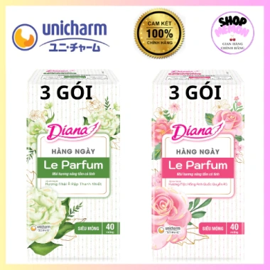 Băng vệ sinh Diana Le Parfum 6 gói 40 miếng – Hương nhài Ả Rập, mộc hồng Anh Quốc, giảm còn 208.000₫
