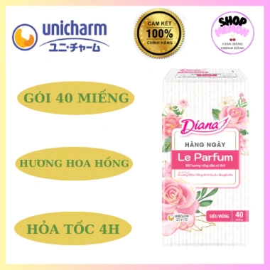 Băng vệ sinh Diana Le Parfum hương hoa hồng 40 miếng - Thấm hút siêu tốt, dịu nhẹ, giá ưu đãi 39.000 VND