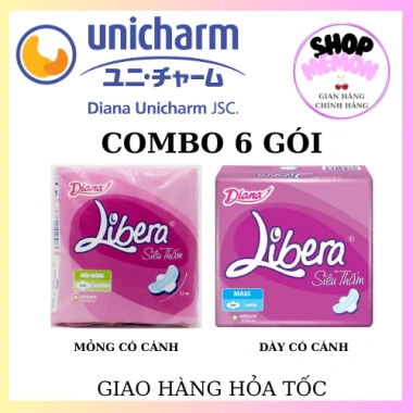Băng vệ sinh Diana Libera siêu thấm có cánh 8 miếng, giá 78.000đ giảm từ 99.840đ