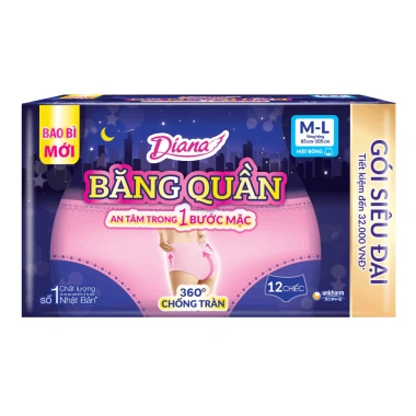 Băng vệ sinh Diana Quần size ML 12 miếng - 2 gói - Giá ưu đãi 369.000 VND 3