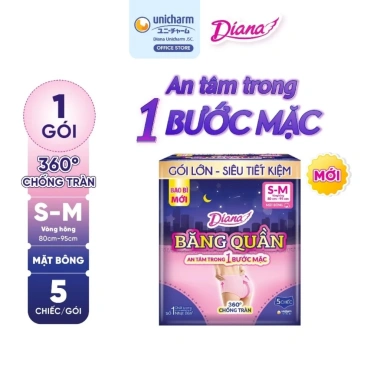 Băng vệ sinh Diana Sensi băng quần size S-M gói 5 miếng - siêu mỏng, thấm nhanh, 89.000₫
