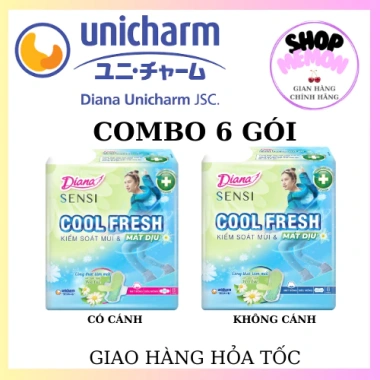 Băng vệ sinh Diana Sensicool Hoa Cúc lốc 6 gói - Siêu mát, thấm nhanh, giá 139k