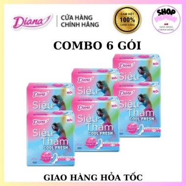 Băng vệ sinh Diana Siêu thấm Coolfresh 8 miếng - 6 gói giá ưu đãi 144.000 VND