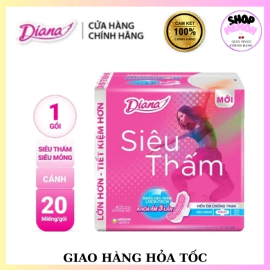 Băng vệ sinh Diana Siêu thấm siêu mỏng cánh 20 miếng - Thoáng khí, chỉ 52.000 VND