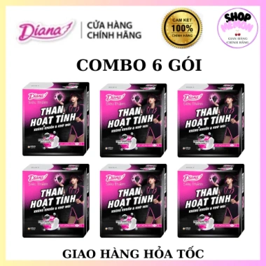 Băng vệ sinh DIANA Than Hoạt Tính 8 miếng - 6 gói, siêu thấm, kháng khuẩn, bảo vệ an toàn, giá ưu đãi 142.000₫