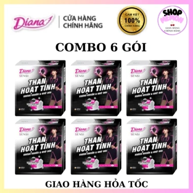 Băng vệ sinh DIANA Than Hoạt Tính 8 miếng - 6 gói, siêu thấm, kháng khuẩn, bảo vệ an toàn, giá ưu đãi 142.000₫