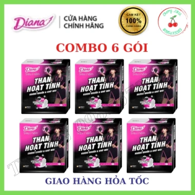 Băng vệ sinh DIANA Than Hoạt Tính 8 miếng - 6 gói, siêu thấm, kháng khuẩn, bảo vệ an toàn, giá ưu đãi 142.000₫