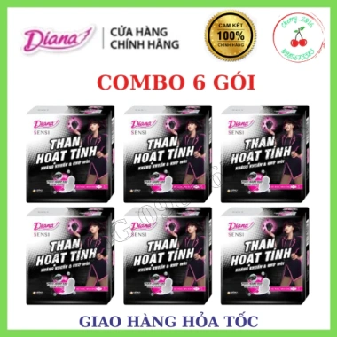 Băng vệ sinh DIANA Than Hoạt Tính 8 miếng - 6 gói, siêu thấm, kháng khuẩn, bảo vệ an toàn, giá ưu đãi 142.000₫