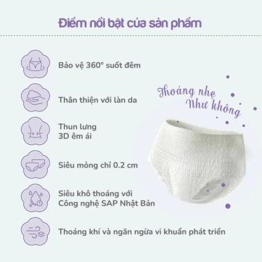 Băng vệ sinh nữ dạng quần Yeonchi Night Safe 20 chiếc 360 độ bảo vệ suốt đêm, giấc ngủ ngon 2