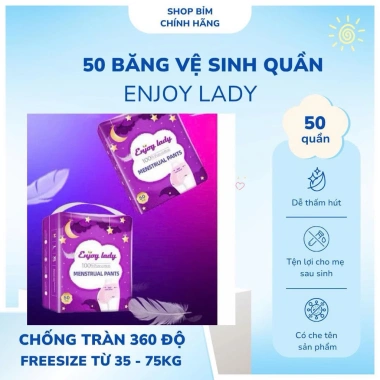 Băng vệ sinh quần cao cấp Enjoy Lady 50 chiếc, size 35-80kg, túi kháng khuẩn, giá 150.000₫