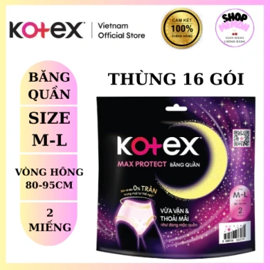 Băng vệ sinh quần KOTEX 2 miếng size ML - 16 gói, giá ưu đãi 244k, bảo vệ ngày dài