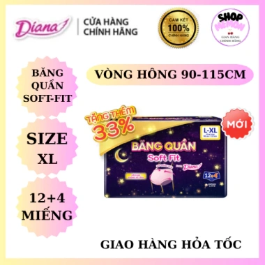 Băng Vệ Sinh Soft Fit Dạng Quần 12+4 Size L-XL Siêu Mỏng 0.3cm Ngủ Ngon Mọi Tư Thế