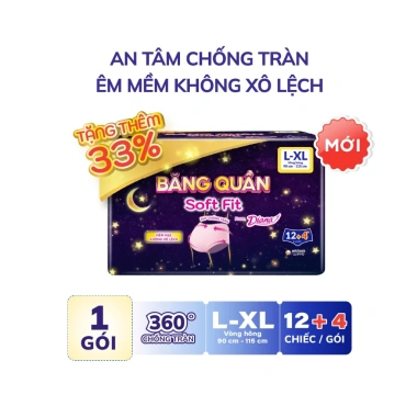 Băng Vệ Sinh Soft Fit Dạng Quần 12+4 Size L-XL Siêu Mỏng 0.3cm Ngủ Ngon Mọi Tư Thế