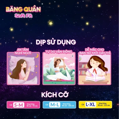 Băng Vệ Sinh Soft Fit Dạng Quần 12+4 Size L-XL Siêu Mỏng 0.3cm Ngủ Ngon Mọi Tư Thế