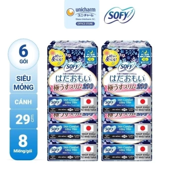 Băng vệ sinh SOFY Skin Comfort 29cm - 6 gói 8 miếng, siêu mềm, giá 272.000đ