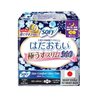 Băng vệ sinh Sofy Skin Comfort UT 36cm - Gói 4 miếng, Giá chỉ 36.000₫, Siêu thoải mái và thấm hút