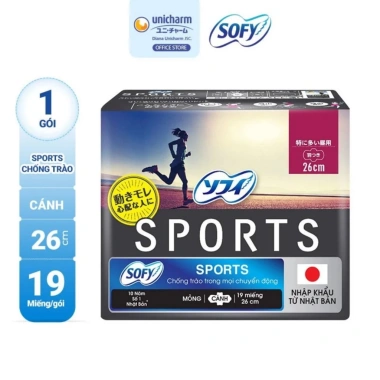 Băng vệ sinh SOFY SPORT 26CM - Gói 19 miếng, Siêu thoáng mát, Giá chỉ 97.000₫ 2 Băng vệ sinh SOFY SPORT 26CM - Gói 19 miếng, Siêu thoáng mát, Giá chỉ 97.000₫ 2