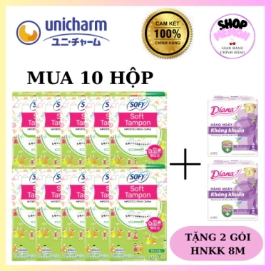 Băng vệ sinh SOFY TAMPON 9 ống + 10 gói combo - Siêu thấm, bảo vệ 24h, giá ưu đãi 530.000đ