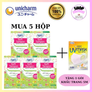 Băng vệ sinh SOFY TAMPON 9 ống - 5 hộp, siêu thấm, bảo vệ 24h, giảm giá 20% chỉ 251.369₫