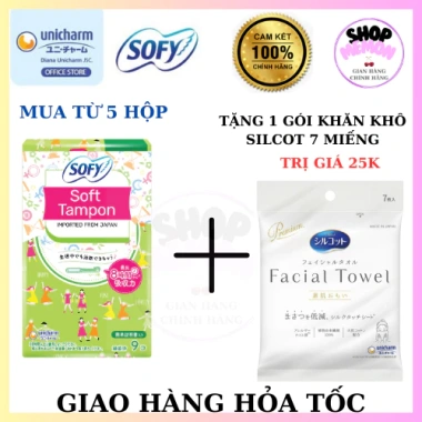 Băng vệ sinh SOFY TAMPON 9 ống - 5 hộp, siêu thấm, bảo vệ 24h, giảm giá 20% chỉ 251.369₫
