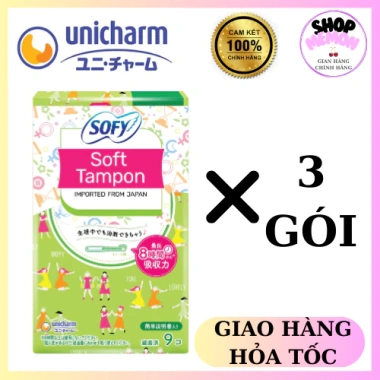 Băng vệ sinh SOFY TAMPON gói 9 ống - bộ 3 gói giá 163.000, thấm hút, siêu mềm