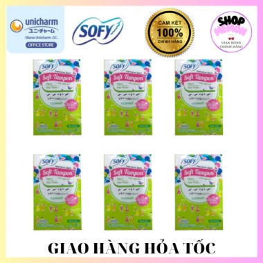 Băng vệ sinh SOFY TAMPON hộp 9 ống - Combo 6 hộp, thấm hút nhanh, giá 294.624 VND