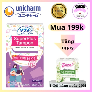 Băng vệ sinh Sofy Tampon Super Plus hộp 7 ống Siêu thấm bảo vệ 24h giá giảm 47.500đ