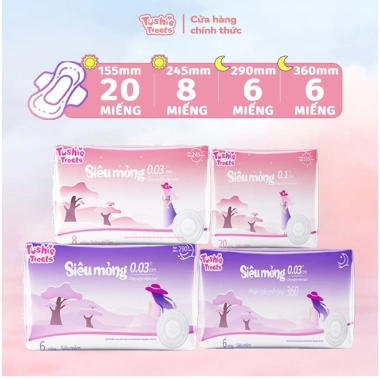 Băng Vệ Sinh Tushie Treats Ban Ngày Ban Đêm Nâng Cấp Siêu Thấm Siêu Mỏng Cánh Chống Tràn 15‑24‑29‑36cm Giá 16.000đ 8 Băng Vệ Sinh Tushie Treats Ban Ngày Ban Đêm Nâng Cấp Siêu Thấm Siêu Mỏng Cánh Chống Tràn 15‑24‑29‑36cm Giá 16.000đ 8