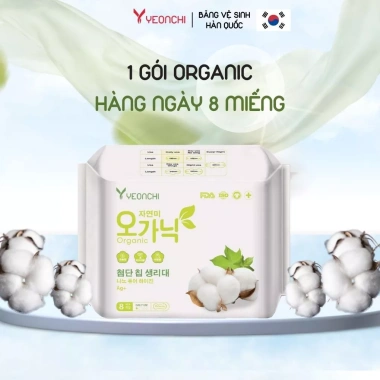 Băng vệ sinh Yeonchi Organic 155mm sợi bông siêu mềm, thấm hút, siêu mỏng 0.1cm - 14.999 VND