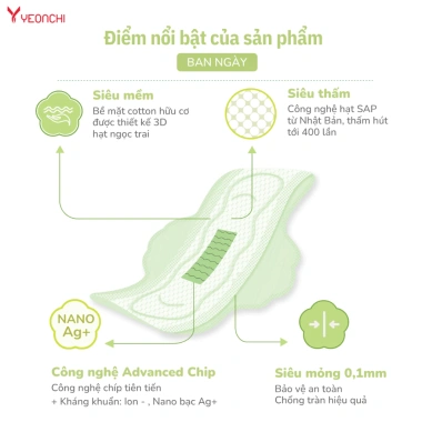 Băng vệ sinh Yeonchi Organic 155mm sợi bông siêu mềm, thấm hút, siêu mỏng 0.1cm - 14.999 VND 9