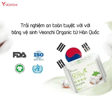 Băng vệ sinh Yeonchi Organic Hàn Quốc siêu mềm, siêu mỏng, Ag+ kháng khuẩn: 15.000₫ 5