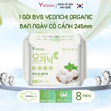Băng vệ sinh Yeonchi Organic Hàn Quốc siêu mềm, siêu mỏng, Ag+ kháng khuẩn: 15.000₫ 10