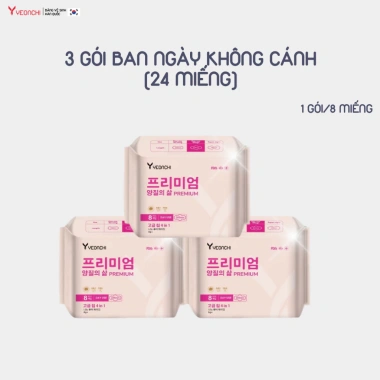 Băng vệ sinh Yeonchi Premium 245mm không cánh ban ngày - Siêu khô thoáng, mỏng nhẹ 1cm, 6 gói - 95.000₫
