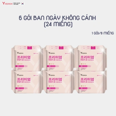 Băng vệ sinh Yeonchi Premium 245mm không cánh ban ngày - Siêu khô thoáng, mỏng nhẹ 1cm, 6 gói - 95.000₫