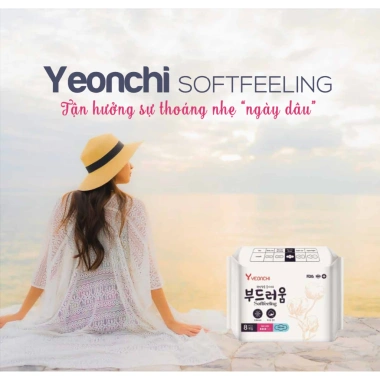 Băng vệ sinh Yeonchi Softfeeling siêu thấm hút, vách ngăn chống tràn, 19.600 VND